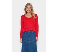 Saint Tropez Milasz Long Sleeve V-Neck Jumper In Red Red XS