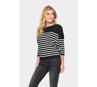 Saint Tropez Women's MilaSZ Round Neck Striped Jumper in Black | Size: Small Saint Tropez Black S