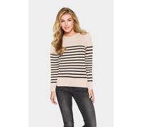 Saint Tropez Women's MilaSZ Slim Fit Striped Jumper in Beige | Size: Large Saint Tropez Beige L
