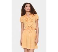 Saint Tropez Women's Elli Short Sleeve Ruffles Blouse in Peach | Size: Medium Saint Tropez Peach M