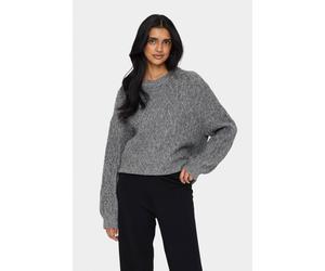 Saint Tropez Women's GeetaSZ Cable Knit Loose Fit Pullover in Mid Grey | Size: Small