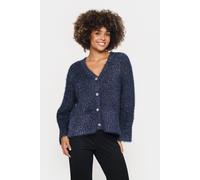 Saint Tropez Women's HalfaSZ Glitter Knit Buttons Cardigan in Dark Navy | Size: Large Saint Tropez Dark Navy L