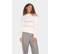 Saint Tropez Women's IngelaSZ Lace & Rib Knit Pullover in Warm White | Size: Large