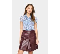 Saint Tropez Women's LiljaSZ Short Sleeve Ruffle Shirt in Baby Blue | Size: Medium