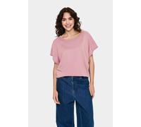 Saint Tropez Women's Mila Short Sleeve Round Neck Pullover in Baby Pink | Size: 2XL