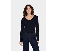 Saint Tropez Women's MilaSZ Long Sleeve V-Neck Top in Dark Navy | Size: Medium Saint Tropez Dark Navy M