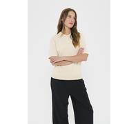 Saint Tropez Women's MilaSZ Polo Short Sleeve Jumper in Light Beige | Size: Medium Saint Tropez Light Beige M