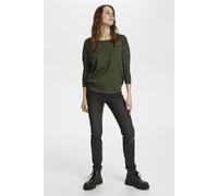 Saint Tropez Women's MilaSZ R-Neck Pullover in Dark Olive | Size: Small Saint Tropez Dark Olive S