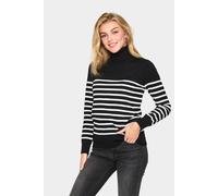 Saint Tropez Women's MilaSZ Rollneck Stripe Jumper in Black | Size: Medium Saint Tropez Black M