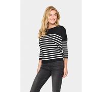 Saint Tropez Women's MilaSZ Round Neck Striped Jumper Striped in Black | Size: Large Saint Tropez Black L