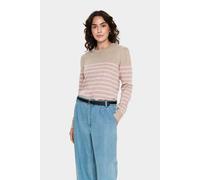 Saint Tropez Women's MilaSZ Slim Fit Striped Jumper in Pale Grey | Size: 2XL