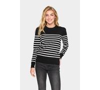 Saint Tropez Women's MilaSZ Slim Fit Striped Jumper in True Black | Size: Medium
