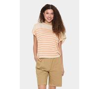 Saint Tropez Women's MilaSZ Striped Short Sleeve Pullover in Light Beige | Size: Large