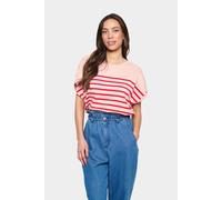 Saint Tropez Women's MilaSZ Striped Short Sleeve Pullover in Pale Pink | Size: 2XL