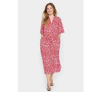 Saint Tropez Zazia Short Sleeve Button Maxi Dress Fuchsia Pink Raw Leo