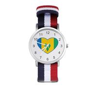 Saint Vincent and Grenadines Flag Heart Leisure Men's Wrist Watches Alloy Analogue Quartz Watch Fashion Accessories