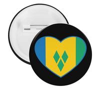 Saint Vincent And Grenadines Flag Heart Novelty Buttons & Pins Lightweight Tinplate Lapel Badges Brooches Jewelry Gifts