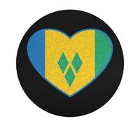 Saint Vincent And Grenadines Flag Heart Wooden Jigsaw Puzzles for Adults Brain-Teasing Game Idea Puzzle Gift for Unisex