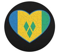 Saint Vincent And Grenadines Flag Heart Wooden Jigsaw Puzzles for Adults Brain-Teasing Game Idea Puzzle Gift for Unisex