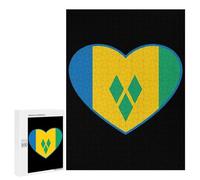 Saint Vincent And Grenadines Flag Heart Wooden Jigsaw Puzzles for Adults Funny Brain-Teasing Game Idea Puzzle Gift