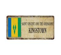 Saint Vincent And The Grenadine KINGSTOWN Metal Sign 6x12 Inch Retro Terrace Laundry Kitchen Home Decor Garage Signs National Country Souvenir Road Wall Art Plaques for Front Door