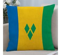 Saint Vincent And The Grenadine National Flag Pillow Covers Cushion Pillow Cover Saint Vincent And The Grenadine Square Pillowcase Farmhouse Decorations Home Decor 16"x16" Throw Pillow Covers Gift