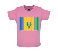 Saint Vincent and The Grenadines Barcode Style Flag - Organic Baby/Toddler T-Shirt - Bubble Gum Pink - 6-12 Months