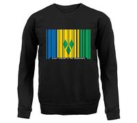 Saint Vincent and the Grenadines Barcode Style Flag - Unisex Crewneck Sweater/Jumper - Black - XL