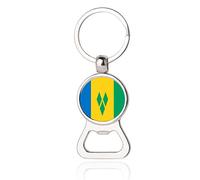 Saint Vincent and The Grenadines Flag Beer Bottle Opener Metal Glass Crystal Keychain Travel Souvenir Gift Keyring Accessories
