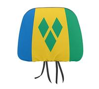 Saint Vincent And The Grenadines Flag Car Seat Headrest Protector Covers Car Interior Accessories Fit for Most Cars 2 PCS