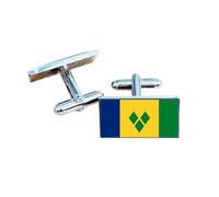 Saint Vincent and the Grenadines Flag Cufflinks - Caribbean National Flag Gift for Men | Blue, Yellow & Green Diamond Design | Groomsmen Wedding Gift | Proud Vincentian Heritage Keepsake