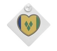 'Saint Vincent and the Grenadines Flag Heart' Suction Cup Car Window Sign (CG00019107)