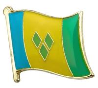 Saint Vincent and the Grenadines Flag Lapel Pin - 1.6 x 1.9 cm Enamel Badge - Caribbean Island Pride Brooch - Gold Trim Collectible