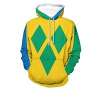 Saint Vincent And The Grenadines Flag Pullover Hooded Graphic Drawstring Hoodies Casual Long Sleeve Sweatshirt with Pocket 2XL