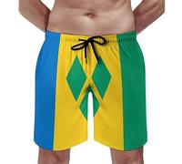 Saint Vincent And The Grenadines Flag Swim Trunks with Pockets Summer Beach Swimsuit Shorts Funny Board Shorts for Men M