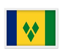 Saint Vincent and the Grenadines National Flag Vexillology World Flags Country Region Poster Artwork Framed Wall Art Print A4 Artery8 White One Size