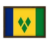 Saint Vincent and the Grenadines National Flag Vexillology World Flags Country Region Poster Artwork Framed Wall Art Print A4 Artery8 Brown One Size