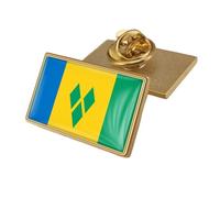 Saint Vincent And The Grenadines Patriotic Flag Brooch - Vintage Square Text Flag Print Brooch,Party Backpack Hats Accessories Ethnic Style Badges Rectangle
