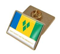 Saint Vincent And The Grenadines Patriotic Flag Brooch - Vintage Square Text Flag Print Brooch,Party Backpack Hats Accessories Ethnic Style Badges Character