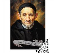 Saint Vincent De Paul Portrait 1000-Piece Puzzle for Adults, 52x38cm/1000pcs; Clean White Card Pieces for Sorting; Easy to Revisit Throughout The Week