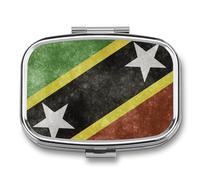 Saint Vincent Flag Mini Pill Box Portable Vitamins Organizer 2 Compartment Square Pills Case for Pocket Purse