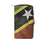 Saint Vincent Flag Women's Wallet Leather Bifold Blocking Card Holder Trendy Ladies Clutch Purse 19.7x11x3.5cm