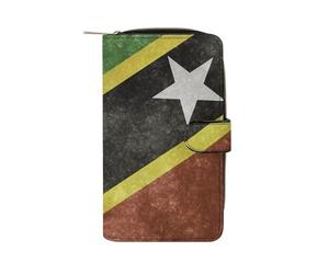 Saint Vincent Flag Women's Wallet Leather Bifold Blocking Card Holder Trendy Ladies Clutch Purse 19.7x11x3.5cm