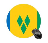 Saint Vincent Grenadines Flag Round Mouse Pad Non-Slip Rubber Base for Office Gaming 7.8 Inch