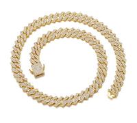 Saintda Cuban Link Chain for Men Women Iced Out Silver/Gold/Rose Gold Miami Cuban Necklace Bling Diamond Chain Hip Hop Jewelry with Gift Box, 16inches, Zinc, Cubic Zirconia