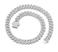 Saintda Cuban Link Chain for Men Women Iced Out Silver/Gold/Rose Gold Miami Cuban Necklace Bling Diamond Chain Hip Hop Jewelry with Gift Box, 20inches, Zinc, Cubic Zirconia