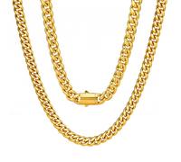 Saintda Miami Cuban Link Chain Necklace for Men,925 Sterling Silver Buckle Rhodium Plating Stainless Steel, 22inches, Cubic Zirconia