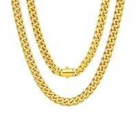 Saintda Miami Cuban Link Chain Necklace for Men,925 Sterling Silver Buckle Rhodium Plating Stainless Steel, 20inches, Cubic Zirconia