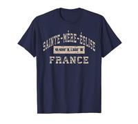 Sainte-Mère-Église France Athletic Map Coordinates T-Shirt
