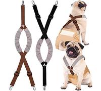 Saintrygo 2 Pcs Dog Suspenders for Diapers Female Male Belly Bands Canine Harness Keep Diaper on Your Pet for Small Medium and Large Dogs(Black, Brown,Small)